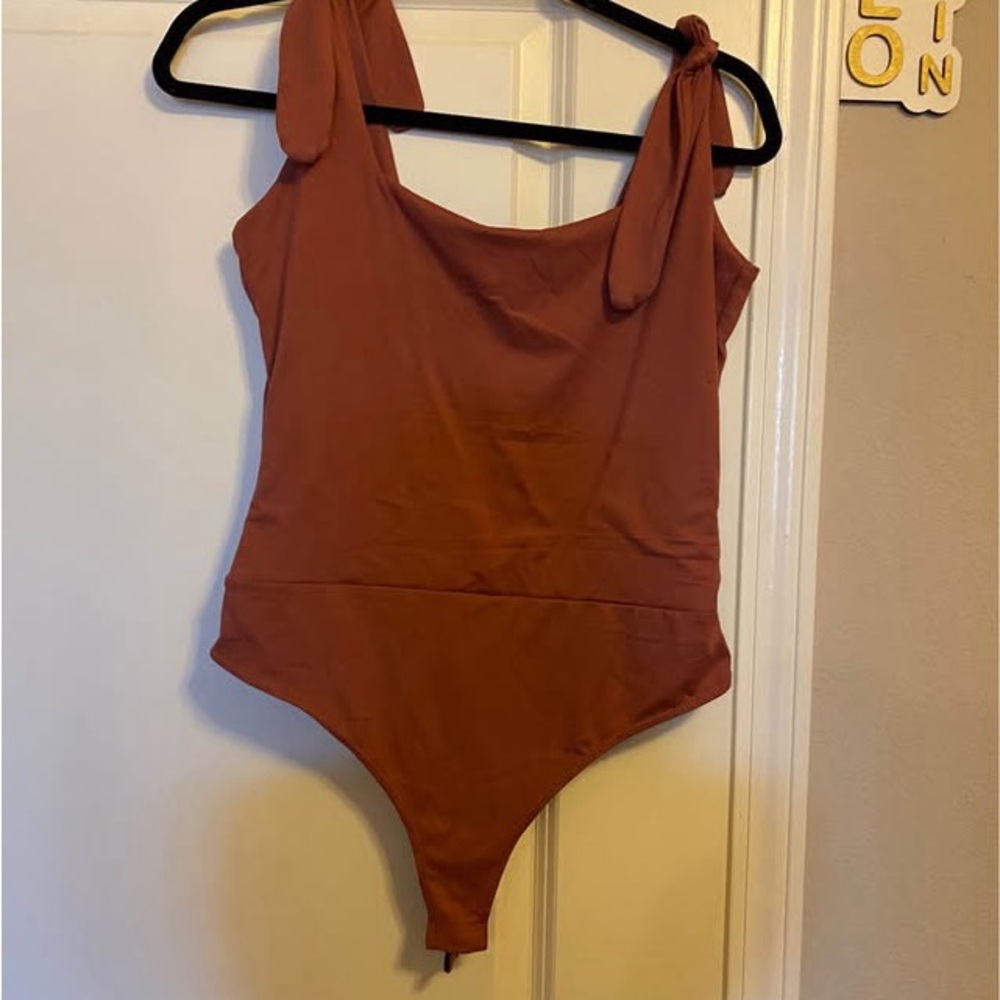 Rust Orange Bodysuit with Tie Straps